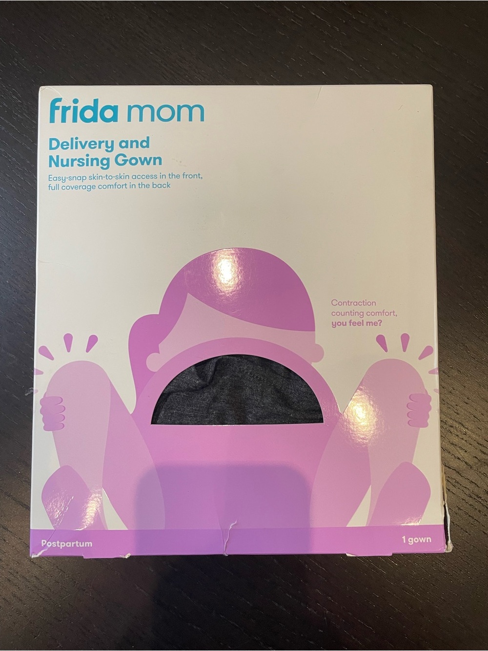 Frida Mom Delivery & Nursing Gown - dark grey, slight black